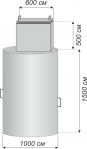 Кессон металлический 2000*1000 с квадратной горловиной (6 мм сталь)